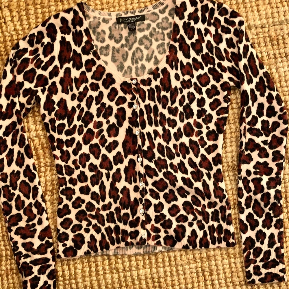 Vintage Betsey Johnson Leopard  Cardigan Sweater